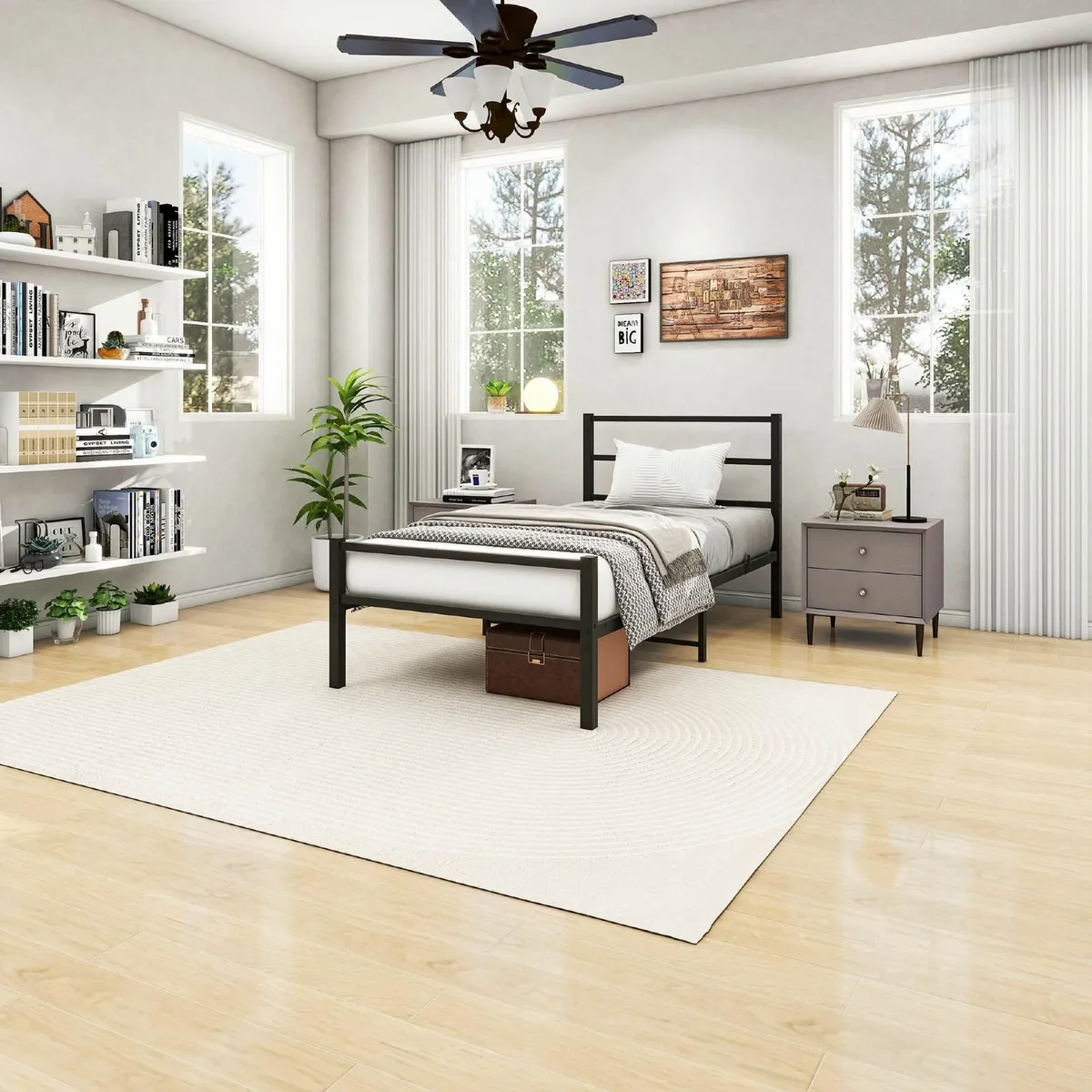 Single Bed Frame with Headboard Metal Platform - Image 4