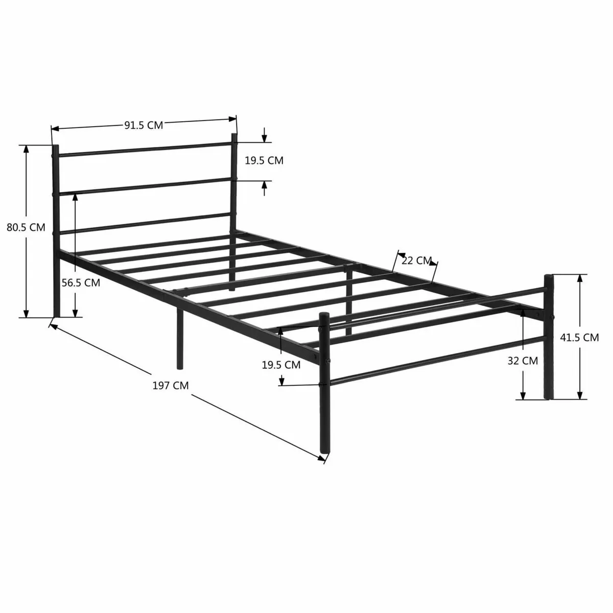 Single Metal Bed Frame Twin Size Platform with - Image 2