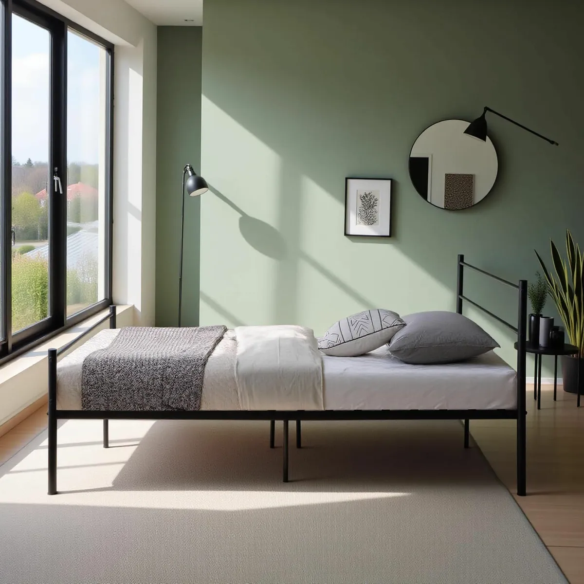 Single Metal Bed Frame Twin Size Platform with - Image 4