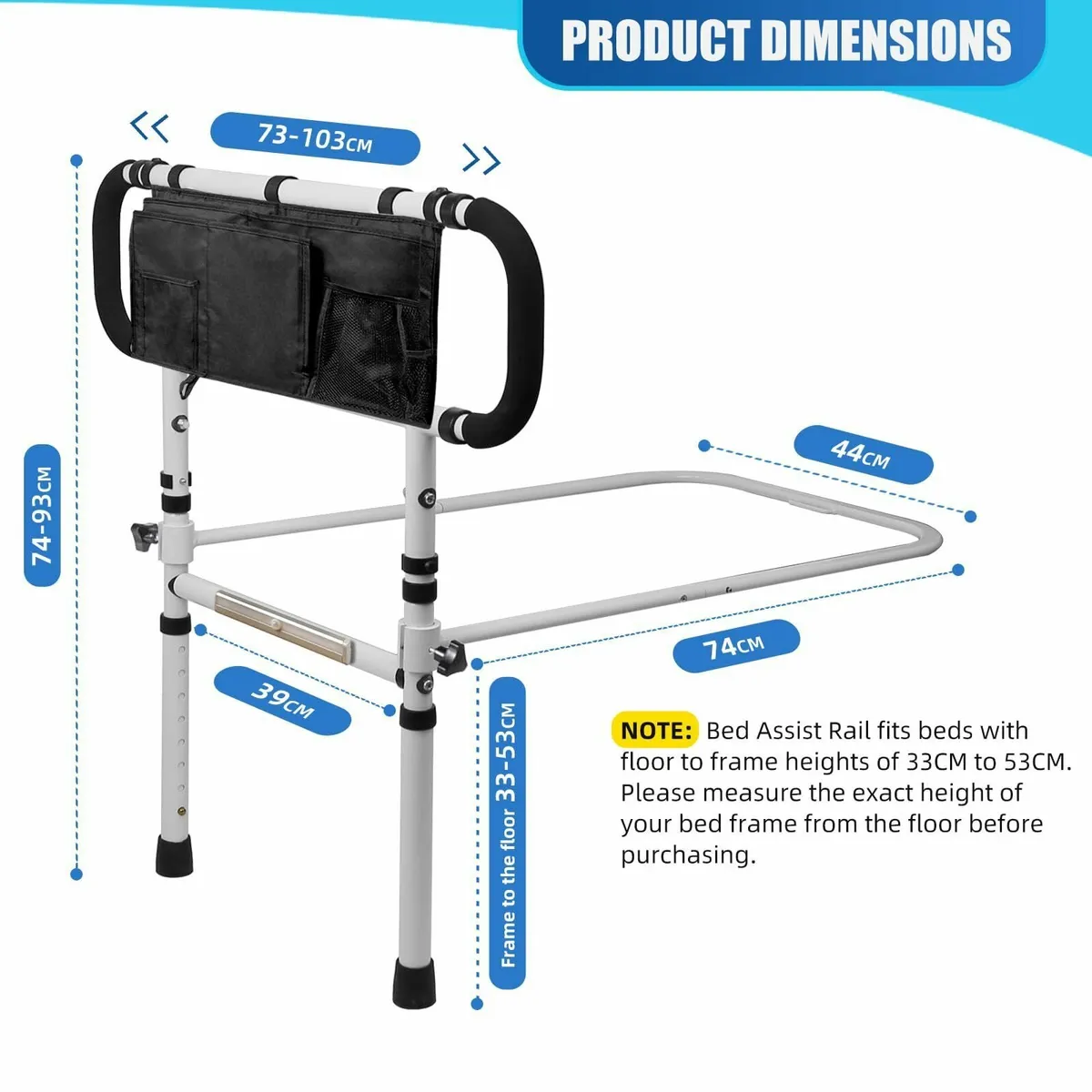 Bed Rails for Elderly Adults with Motion Light - Image 2