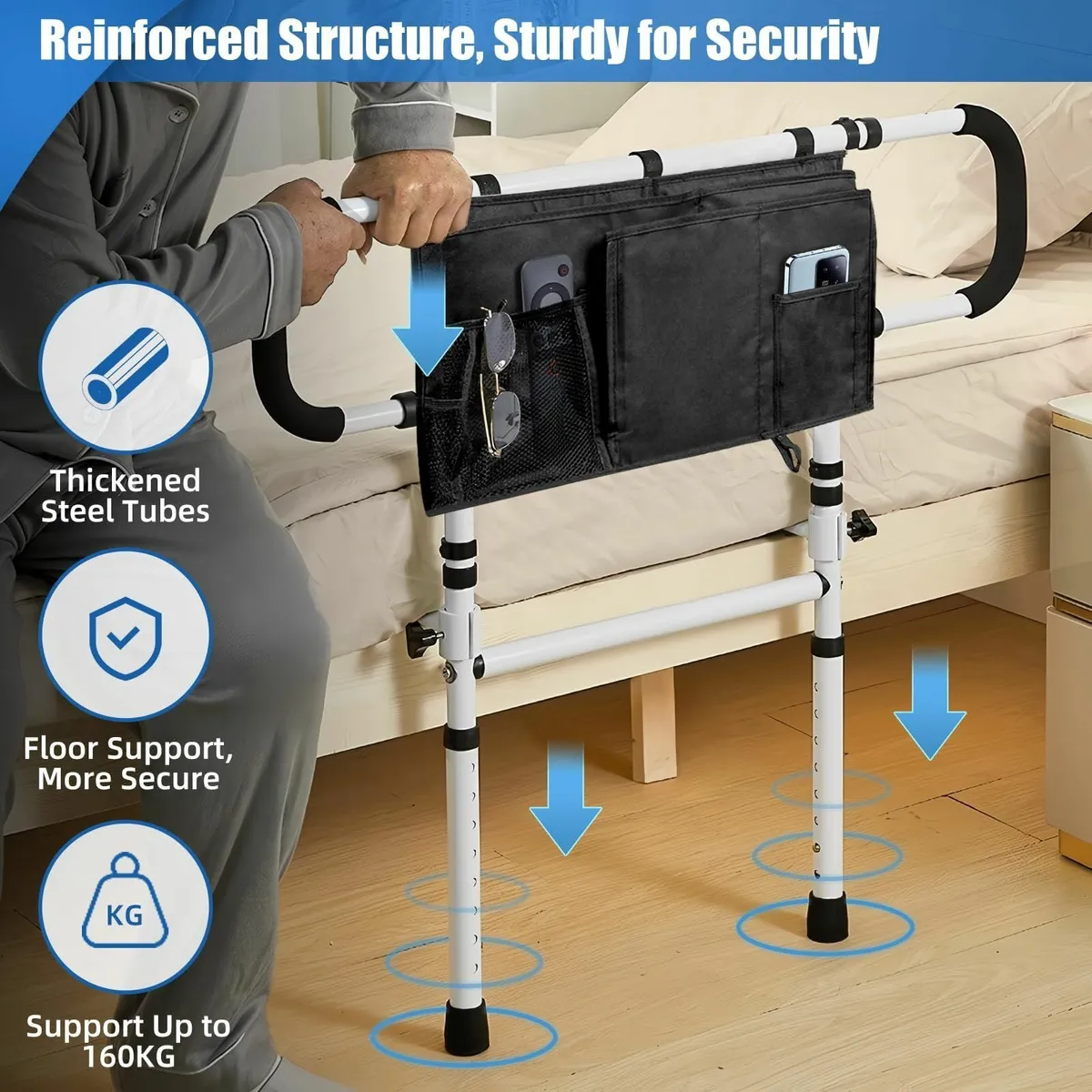Bed Rails for Elderly Adults with Motion Light - Image 4