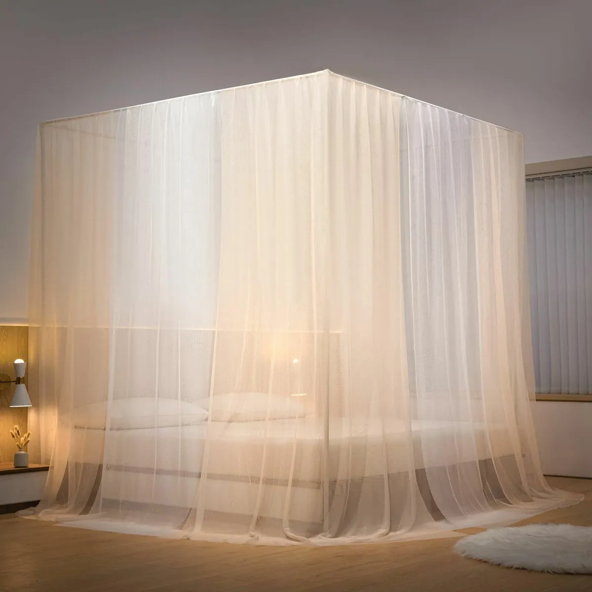 Princess Bed Canopy Frame - Gold White Mosquito - Image 2