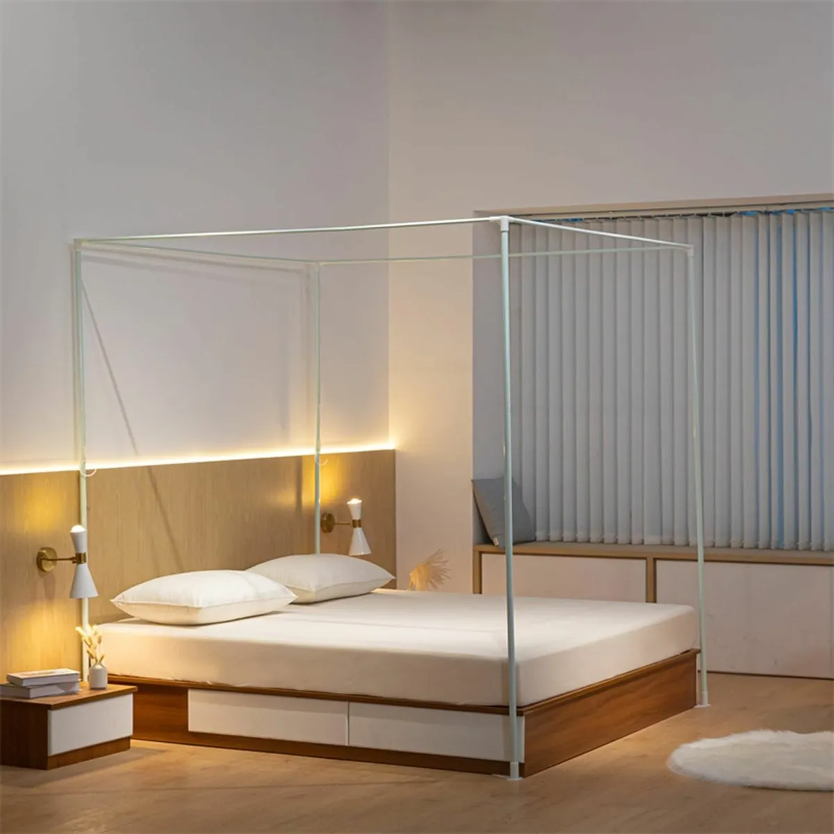 Princess Bed Canopy Frame - Gold White Mosquito - Image 4