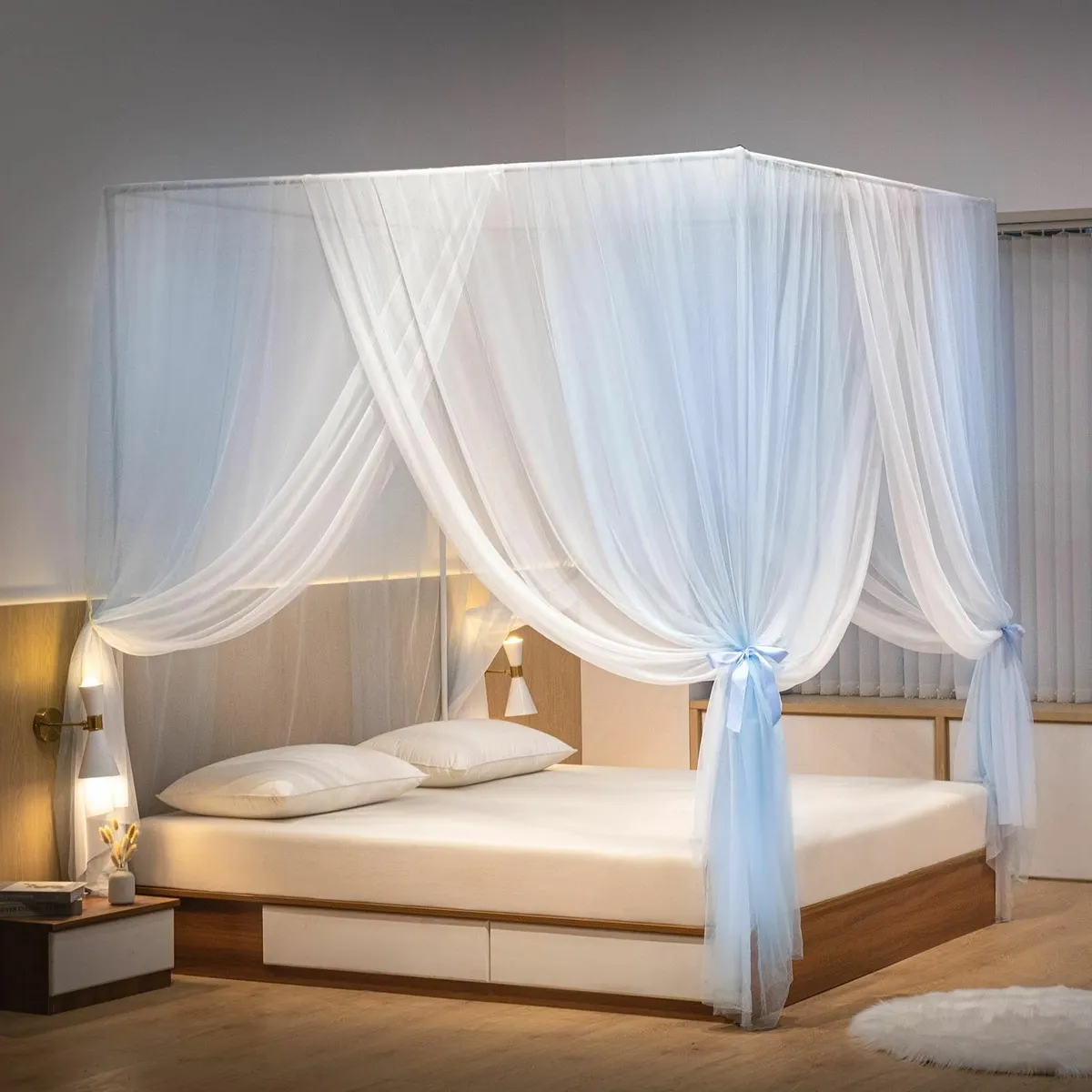 Princess Bed Canopy Blue White Mosquito Net Super - Image 1