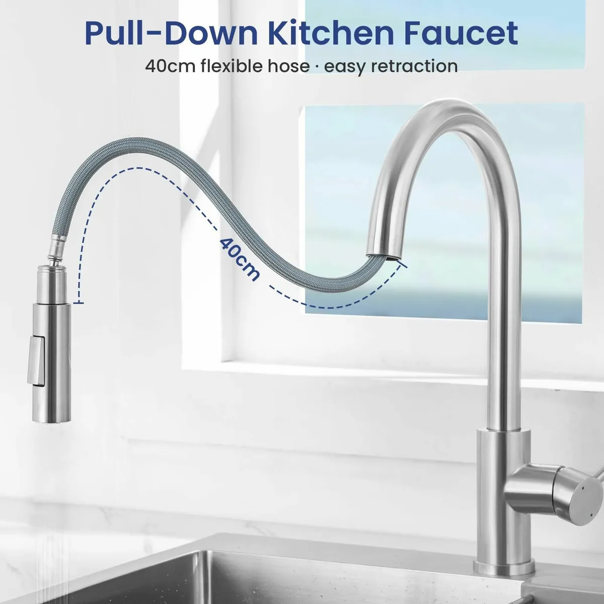 Kitchen Tap Mixer with 360degrees Swivel Spout 2 - Image 3