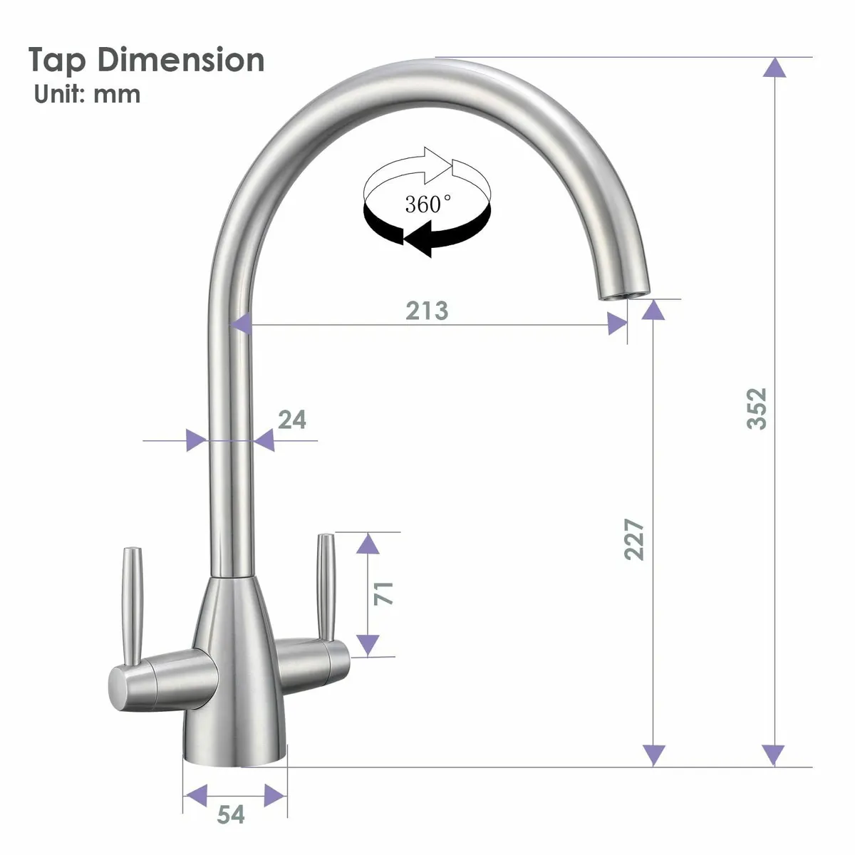 Kitchen Tap Stainless Steel Sink Mixer Taps - Image 2
