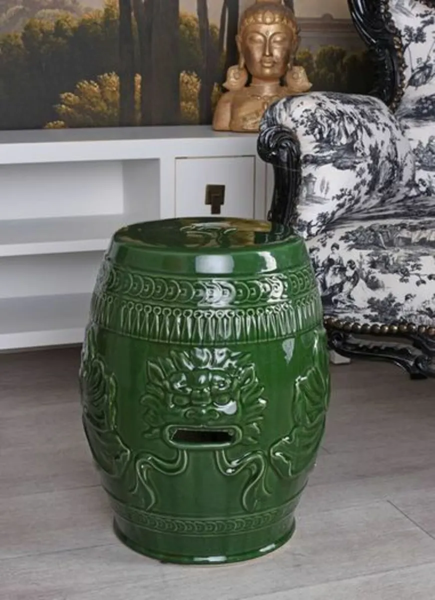 Feng Shui Stool Grimace Head Villa Chinoiserie - Image 1