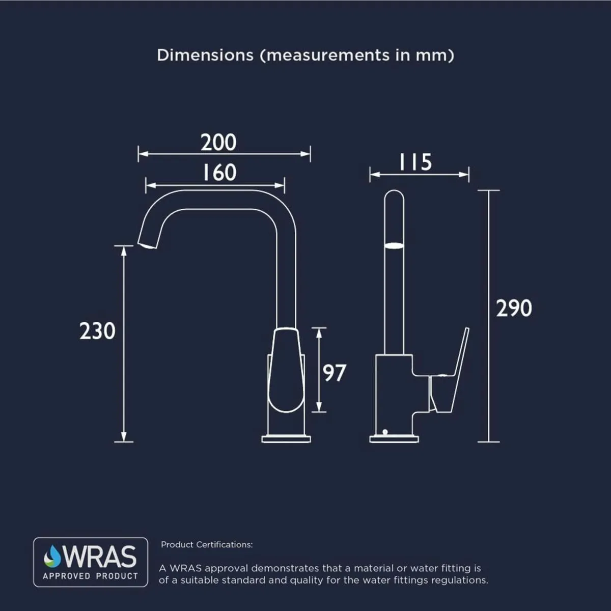 BLB EFSNK C Blueberry Easyfit Kitchen Sink Mixer - Image 3