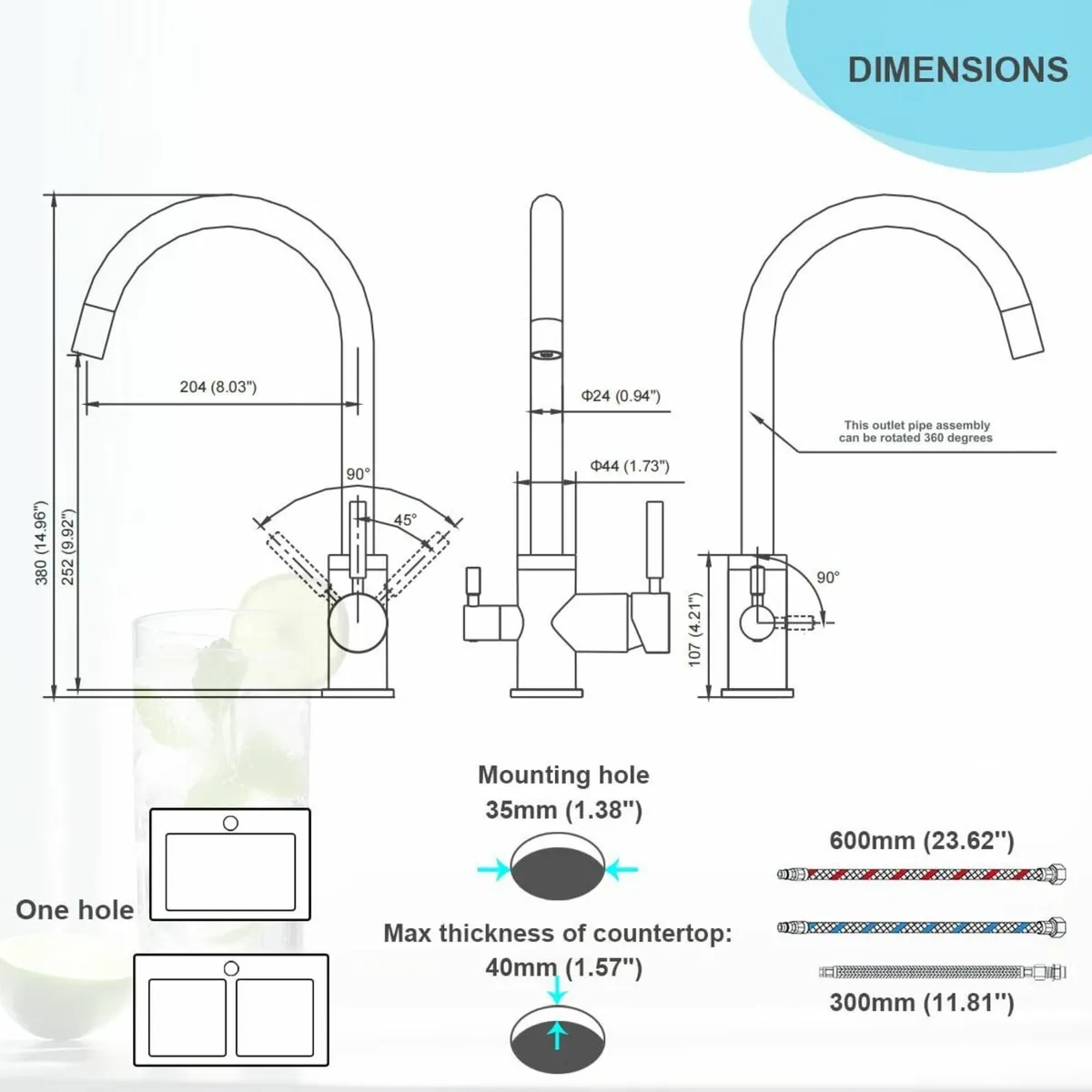 3 in 1 Kitchen Tap with Drinking Filtered Water - Image 2