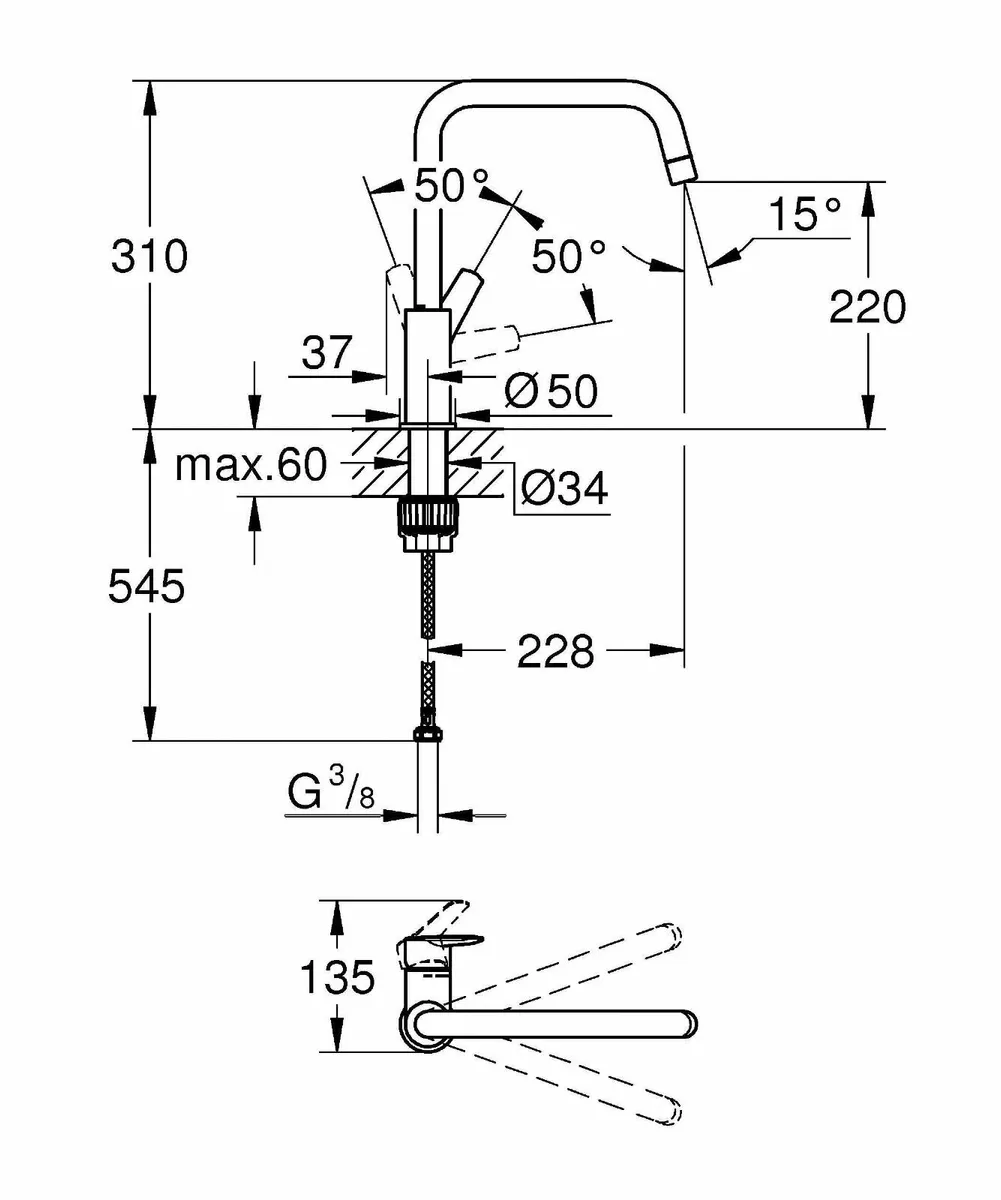 Start QuickFix – 1 Lever Kitchen Sink Mixer Tap - Image 3