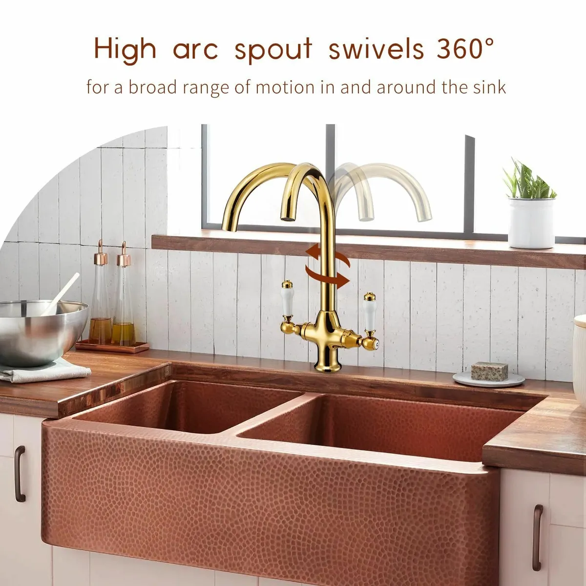 Traditional Kitchen Sink Mixer Tap with White - Image 3