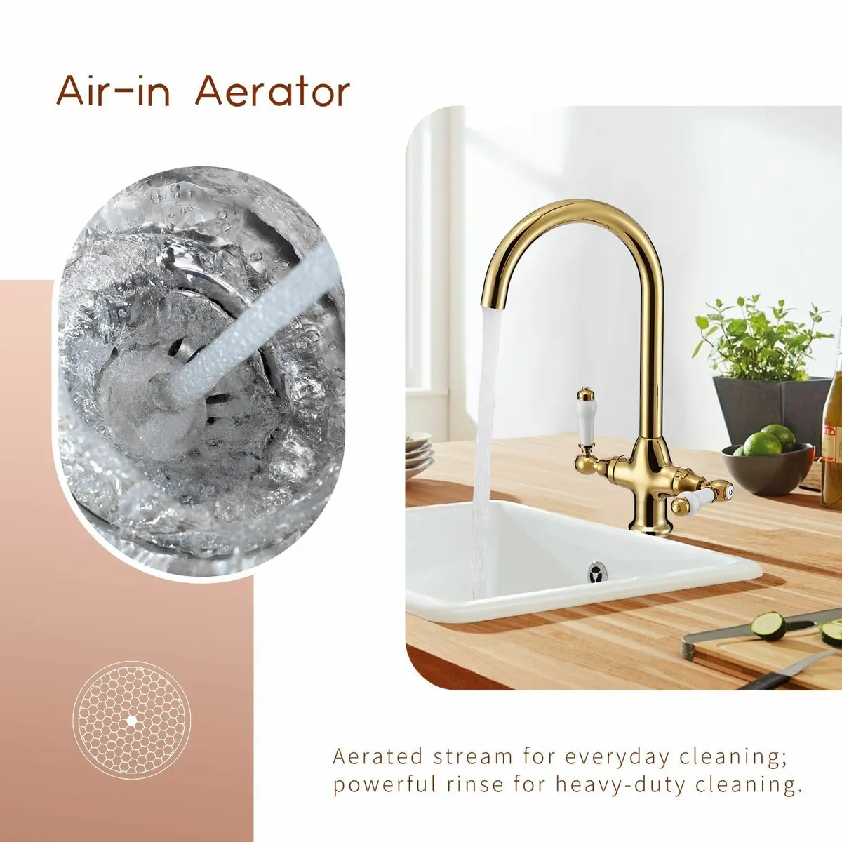 Traditional Kitchen Sink Mixer Tap with White - Image 4