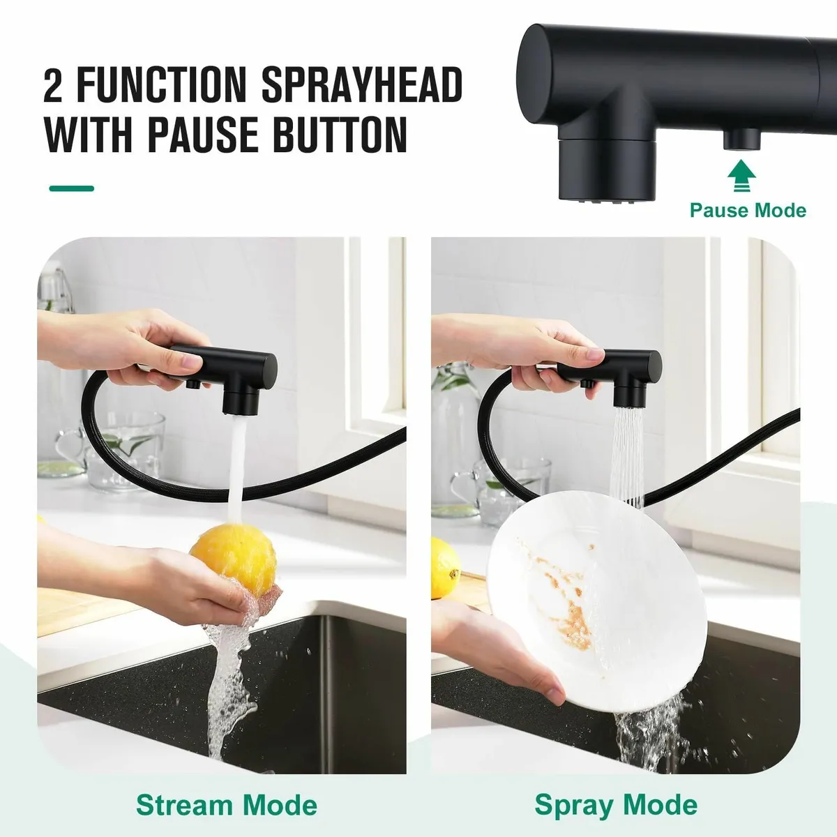 Kitchen Tap with 3 Function Sprayer Pull Out - Image 3