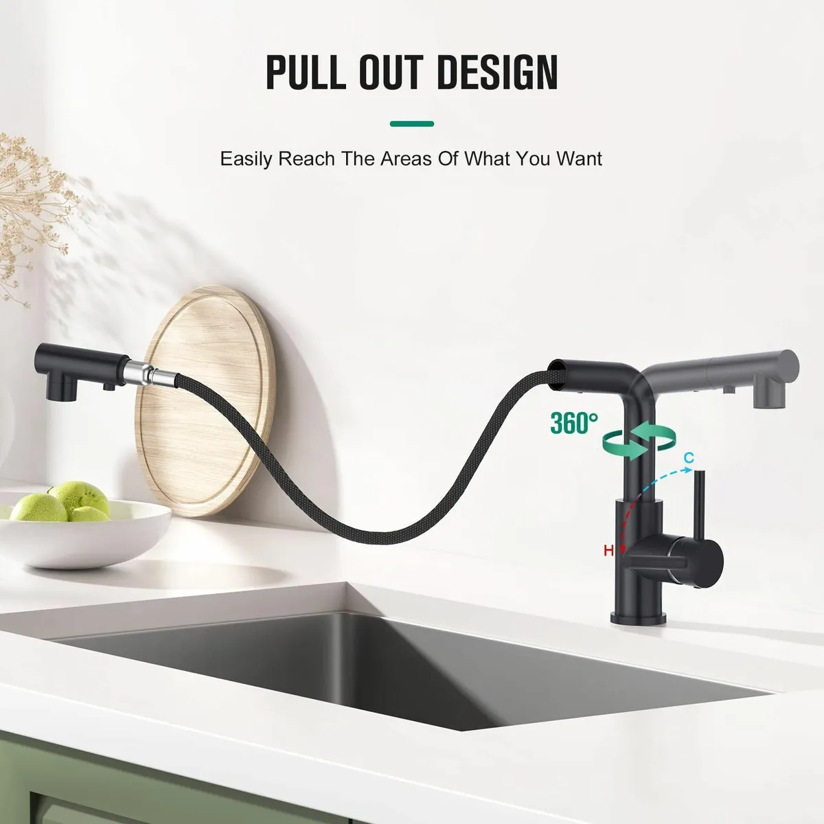 Kitchen Tap with 3 Function Sprayer Pull Out - Image 4