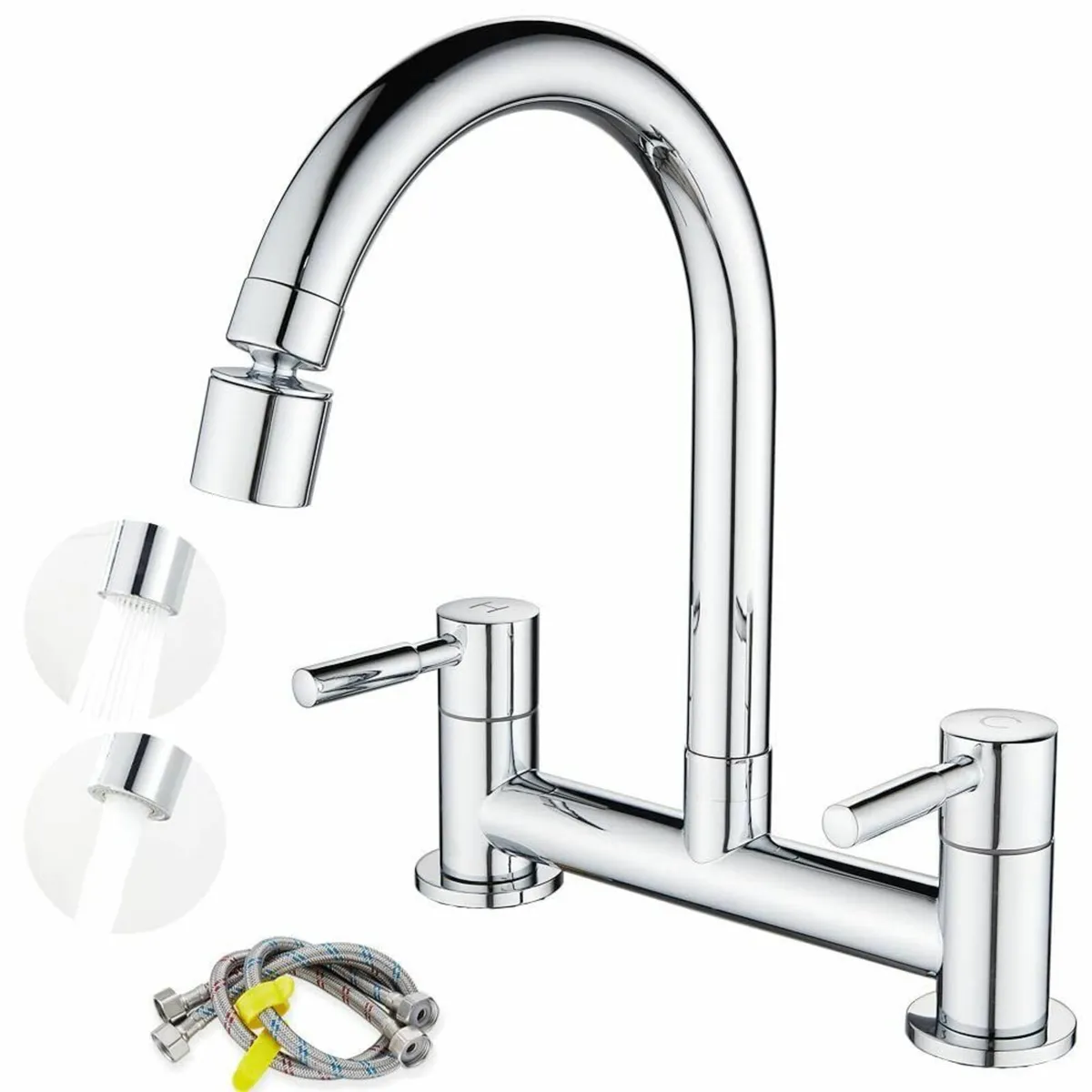 Kitchen Sink Mixer Tap Bridge Taps 2 Hole 180 mm - Image 1