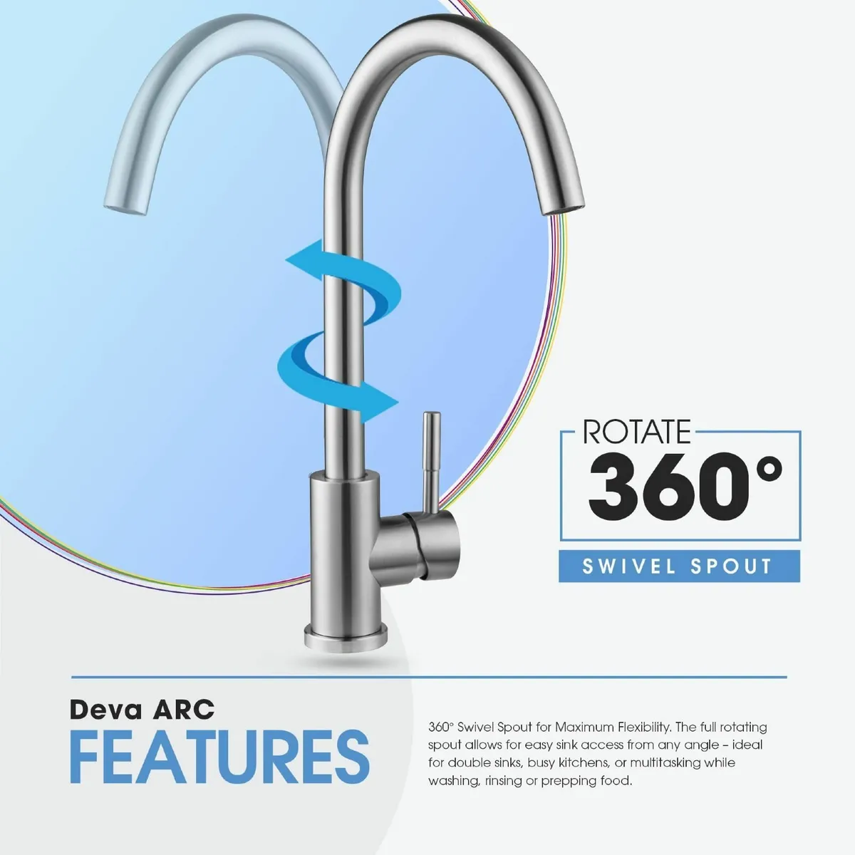 Arc Mono Mixer Kitchen Tap – High Single Lever - Image 4
