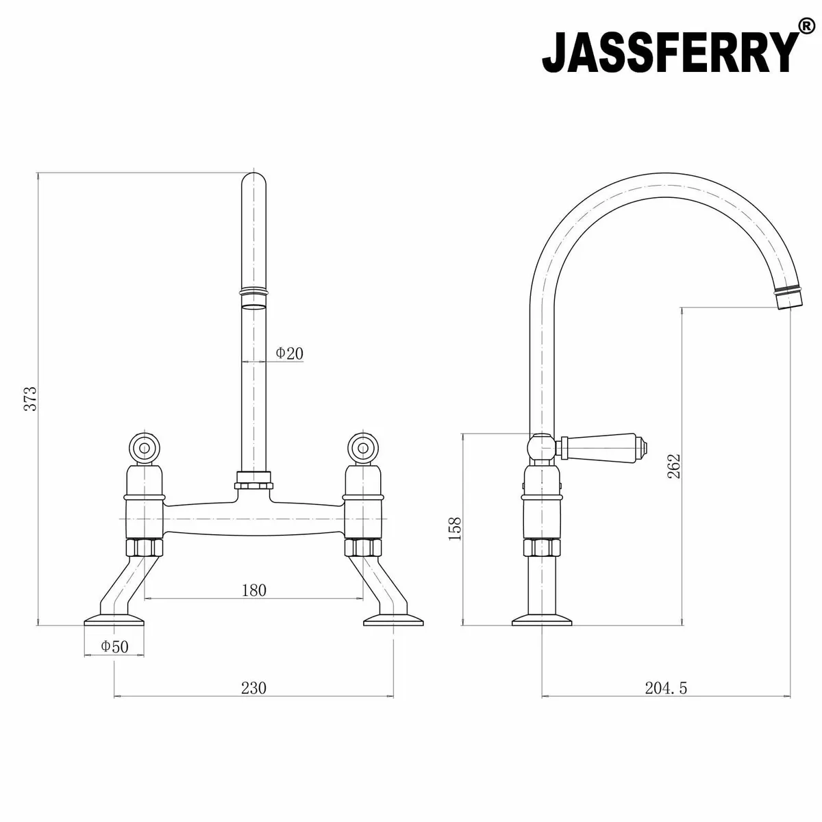 Traditional Bridge Mixer Tap White Ceramic Lever - Image 2