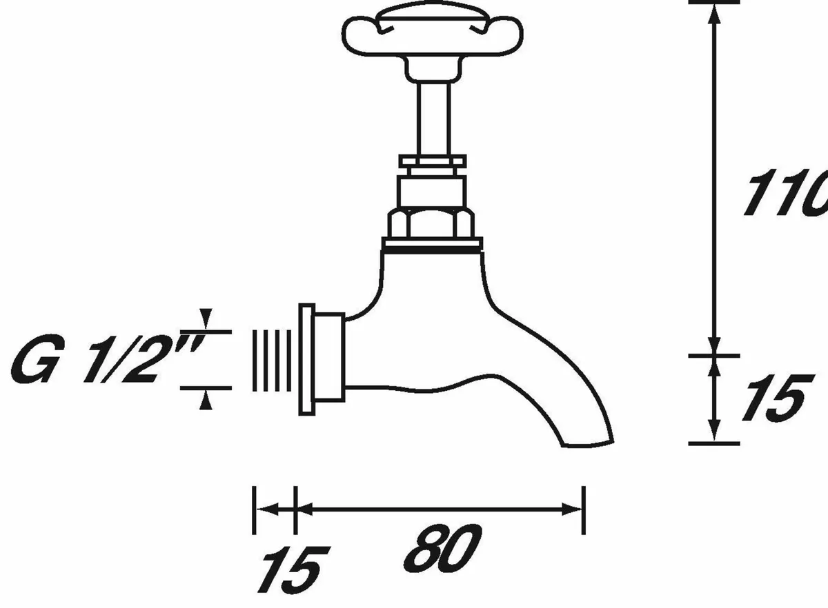 1901 Bib Taps Chrome Plated (Taps Only Upstands - Image 2