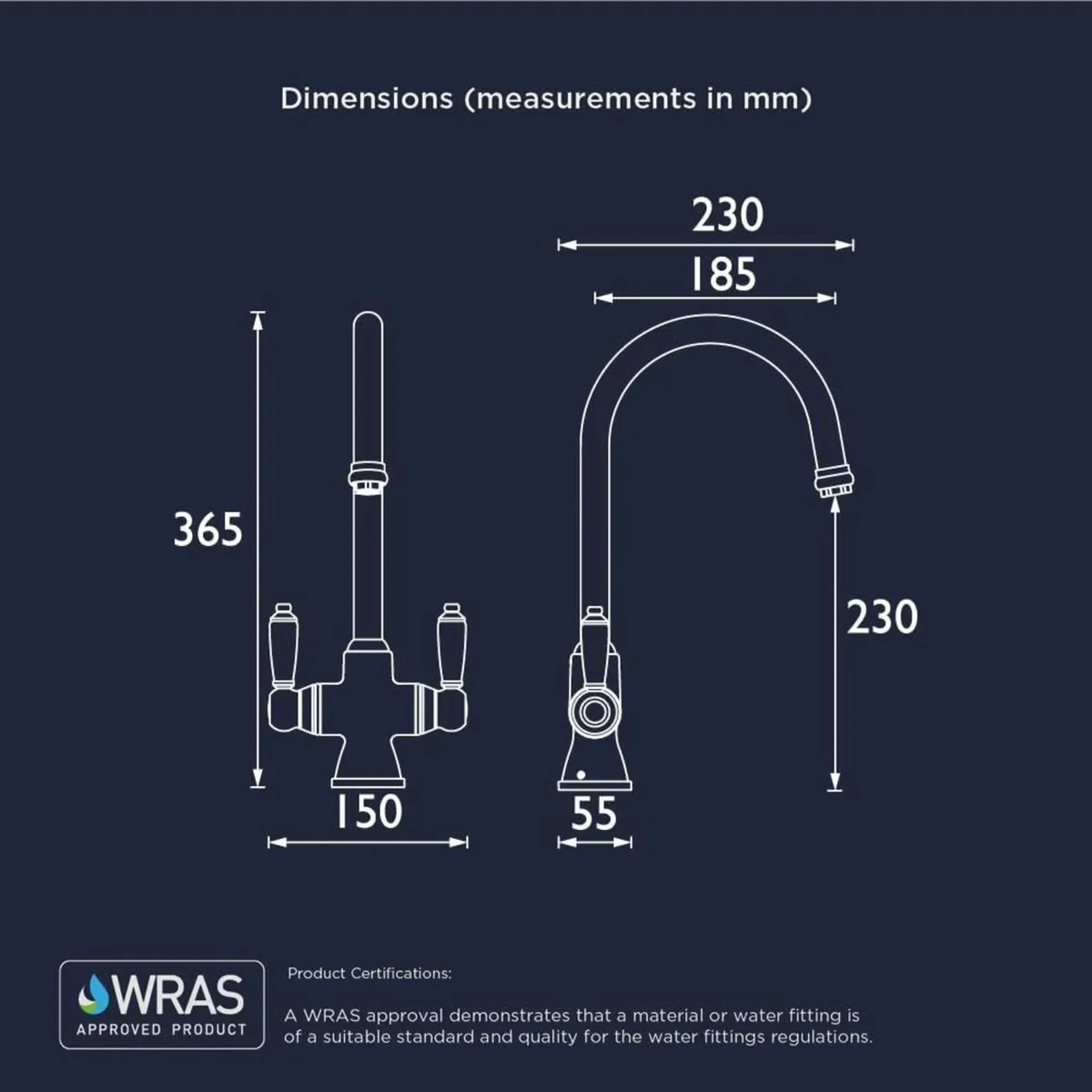 RS SNK EF C Renaissance Easyfit Sink Mixer - Image 3