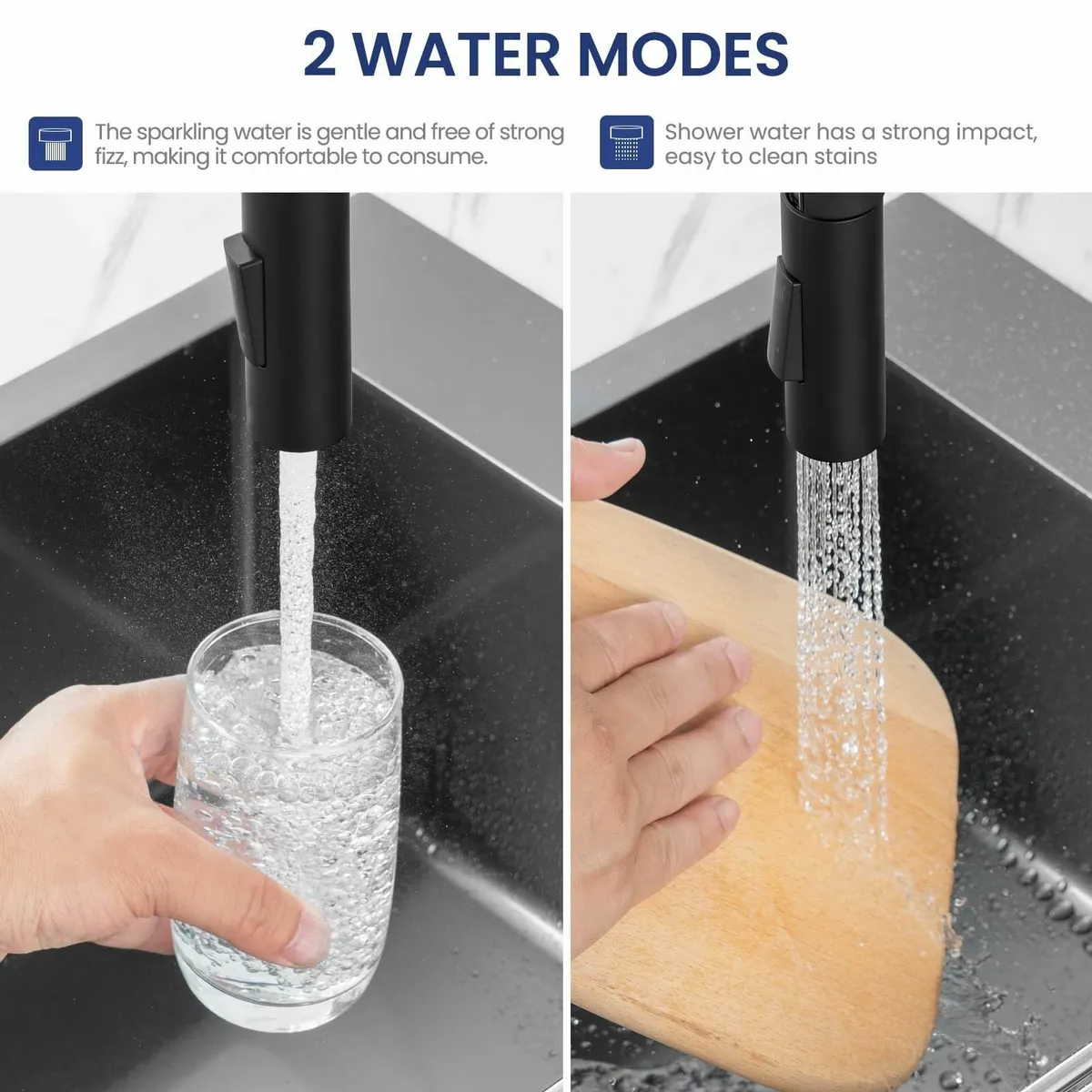 Black Kitchen Tap with Pull-Out Sprayer Sink 2 - Image 4