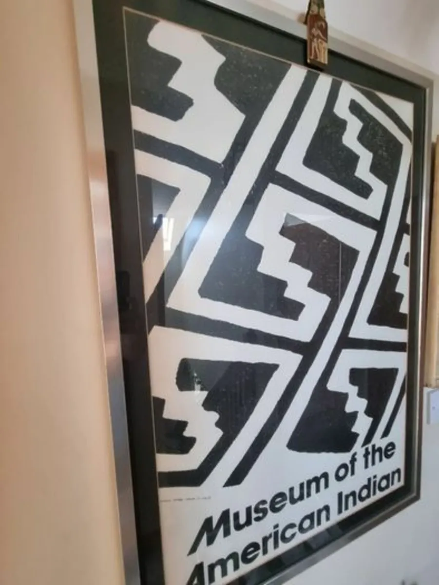 Large vintage framed art poster Museum of Indian - Image 1