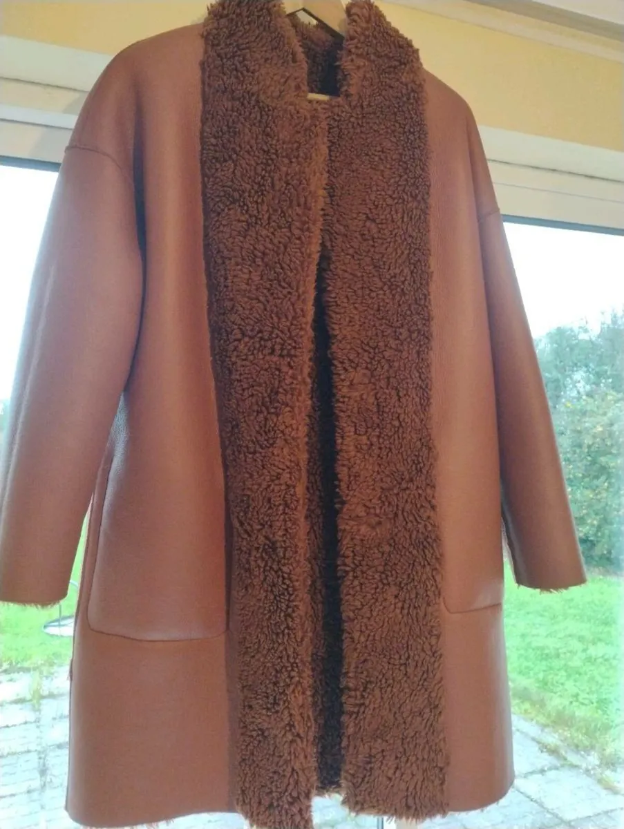 Brand new faux fur Zara coat, chestnut brown - Image 2