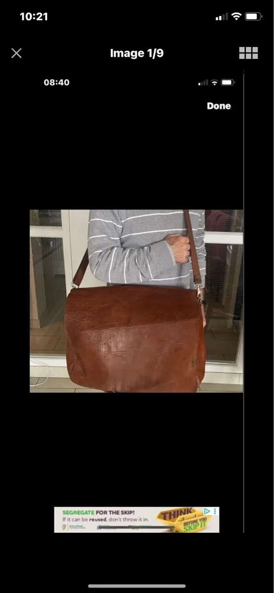 Extra Large Leather Messenger Bag/ Satchel - Image 1