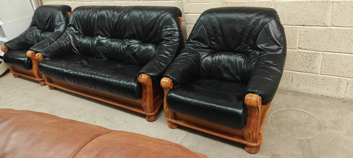 3+1+1 Black Leather Suite - Image 2