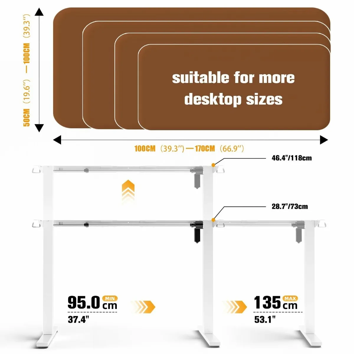 Height Adjustable Standing Desk Frame without - Image 3