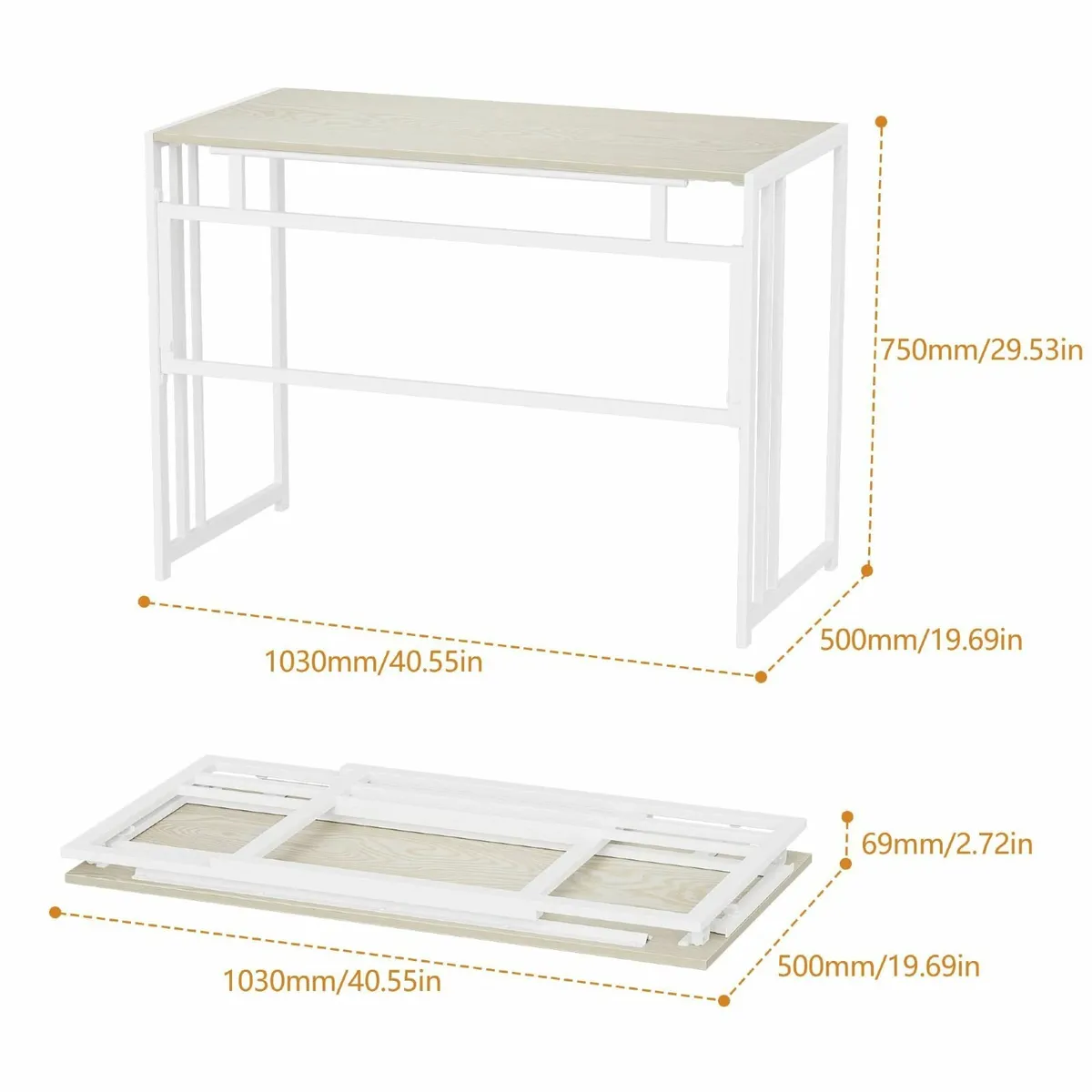 Folding Computer Desk for Home Office No-Assembly - Image 3