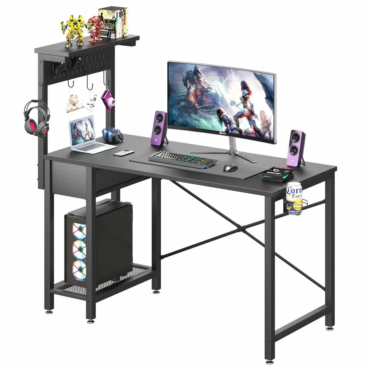 Gaming Desk with Pegboard 47” Reversible Computer - Image 1