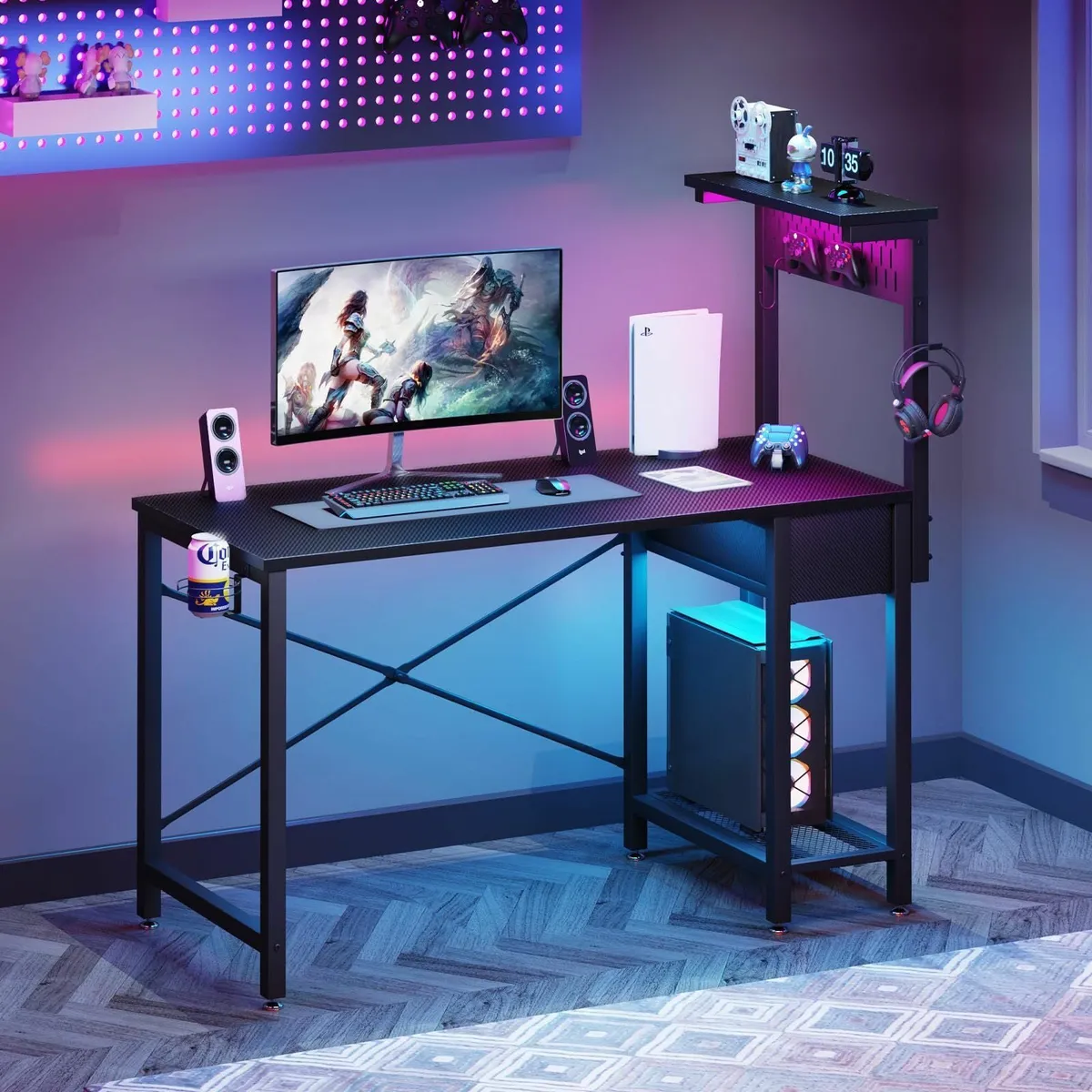 Gaming Desk with Pegboard 47” Reversible Computer - Image 2