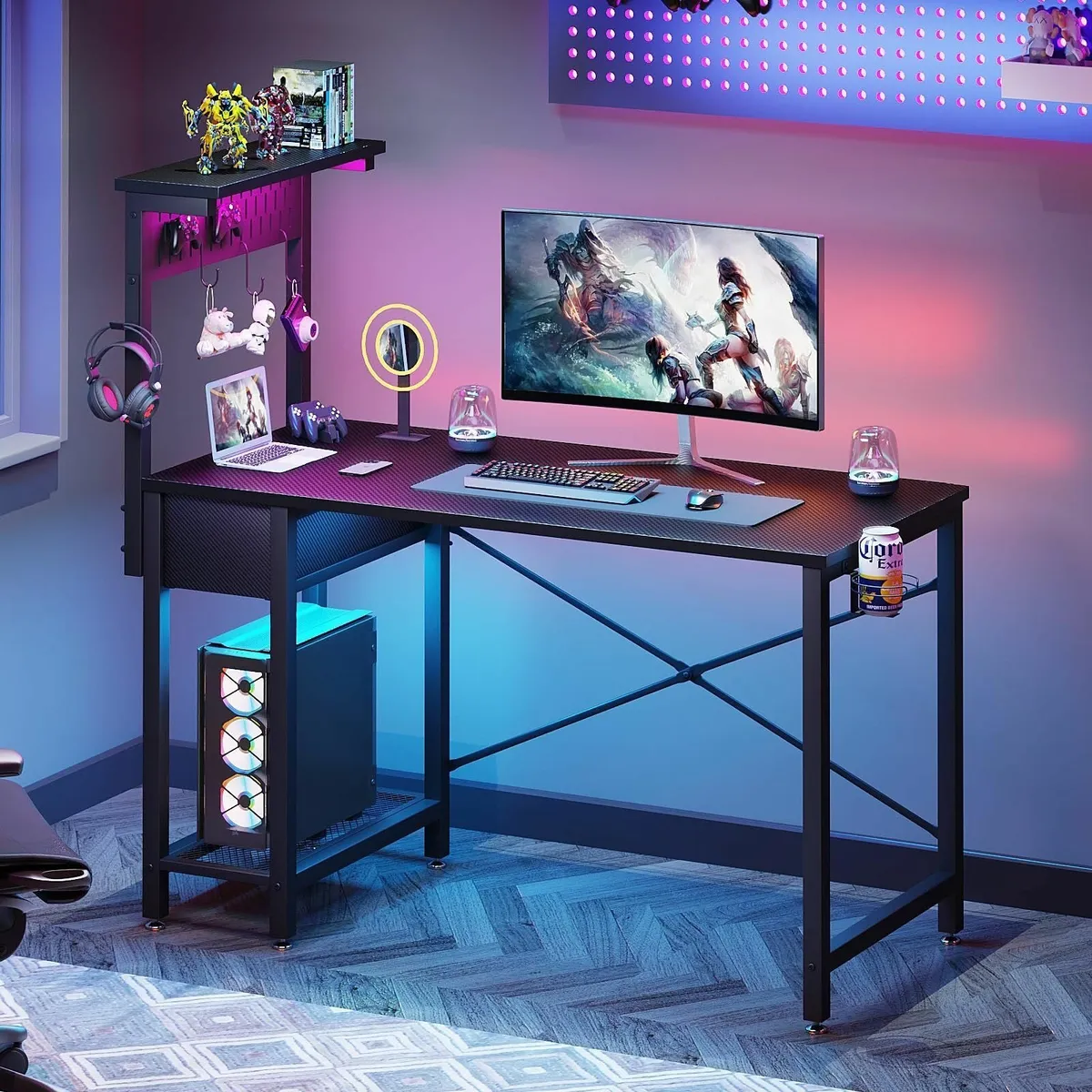 Gaming Desk with Pegboard 47” Reversible Computer - Image 4