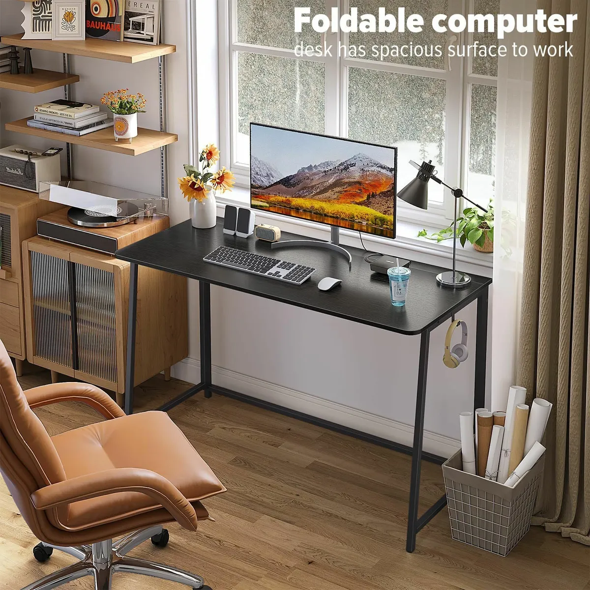 Folding Desk 120cm Foldable Computer for Bedroom - Image 3
