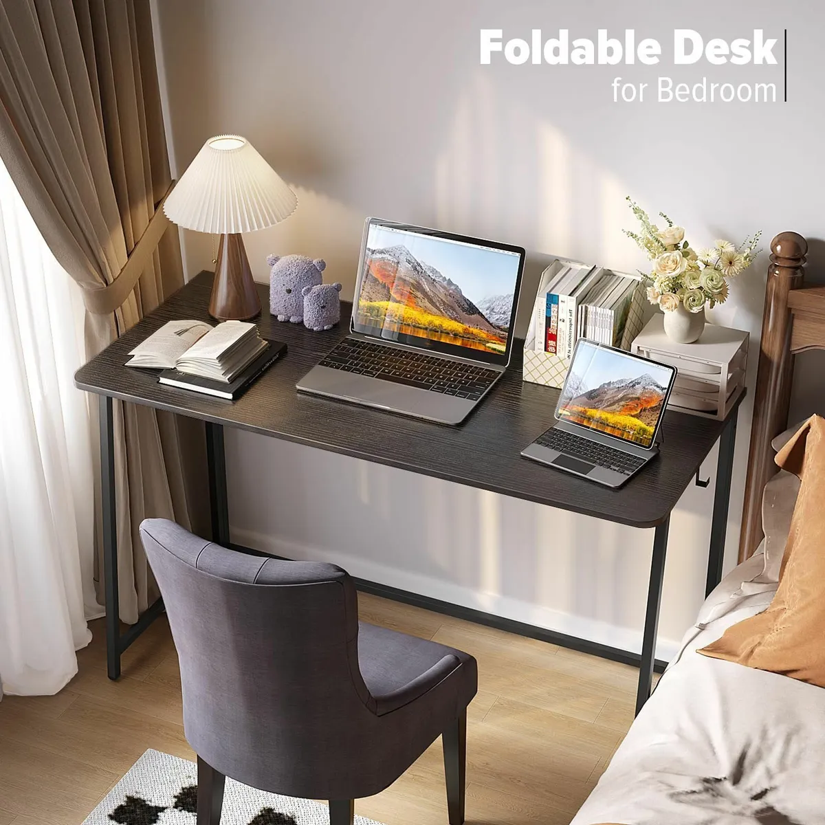 Folding Desk 120cm Foldable Computer for Bedroom - Image 4