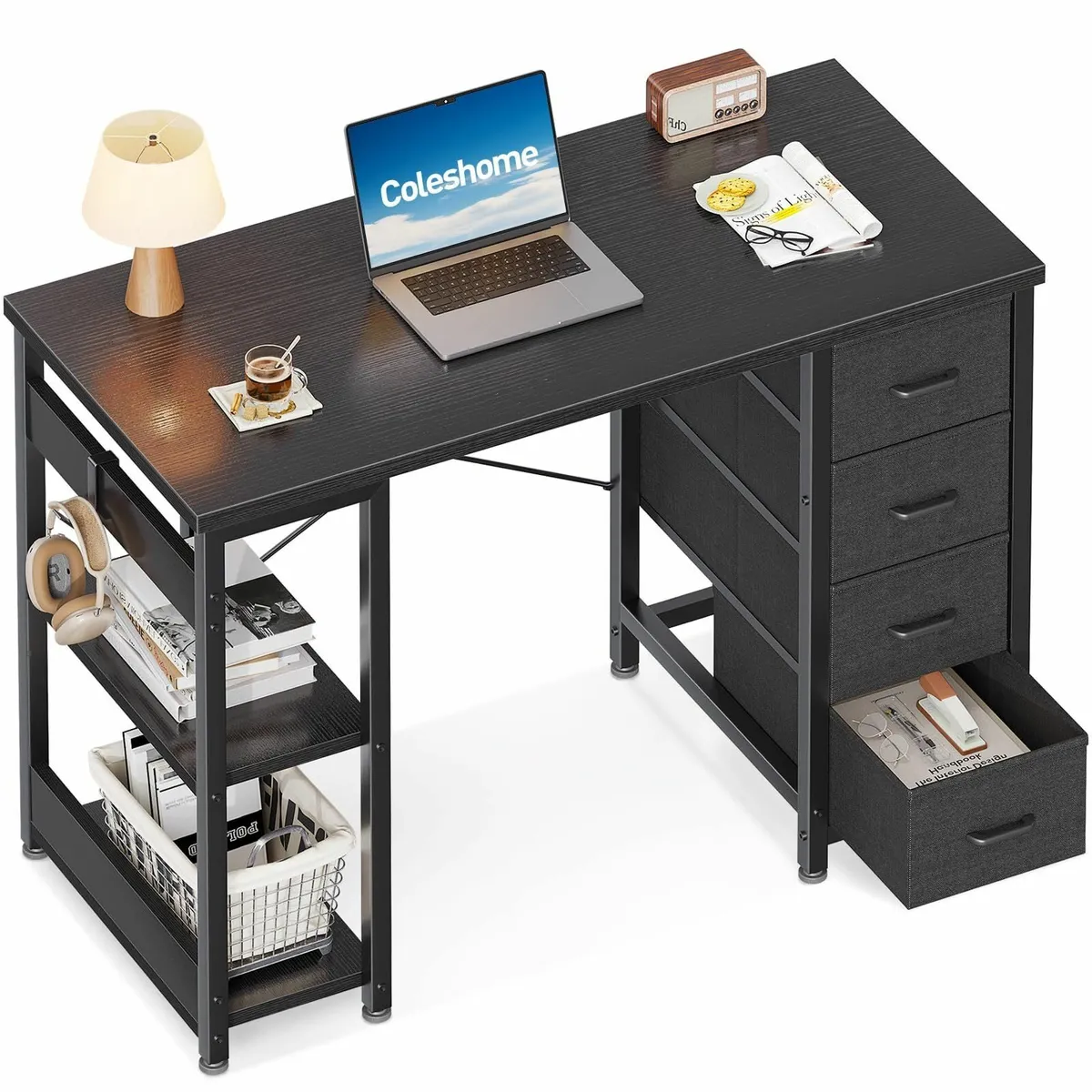 Small Computer Desk with Drawers 100x40cm Office - Image 1