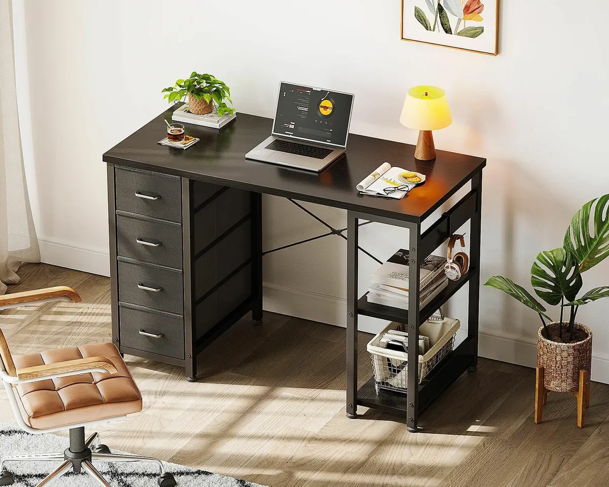 Small Computer Desk with Drawers 100x40cm Office - Image 2