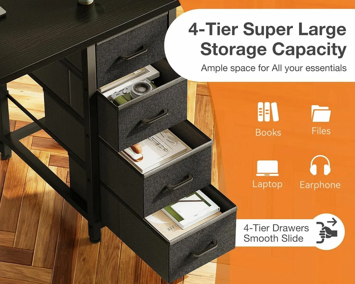 Small Computer Desk with Drawers 100x40cm Office - Image 4