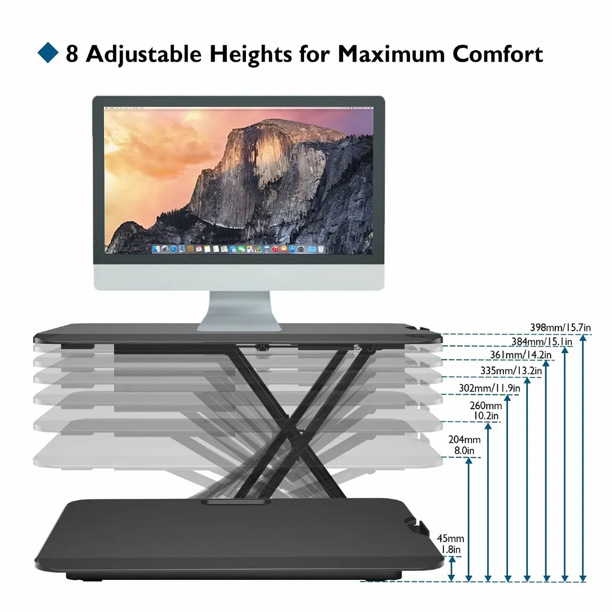 Standing Desk Converter 67x47cm Height Adjustable - Image 4