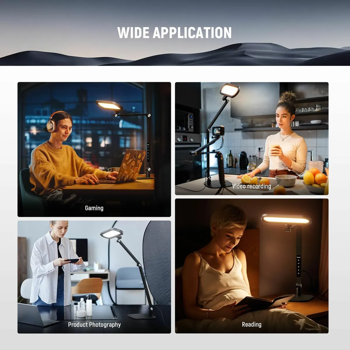 BASICS 16W Desktop LED Lamp for Home Office Video - Image 2