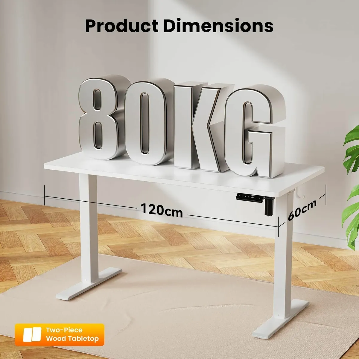 120 x 60 cm Standing Desk Electric Height - Image 3