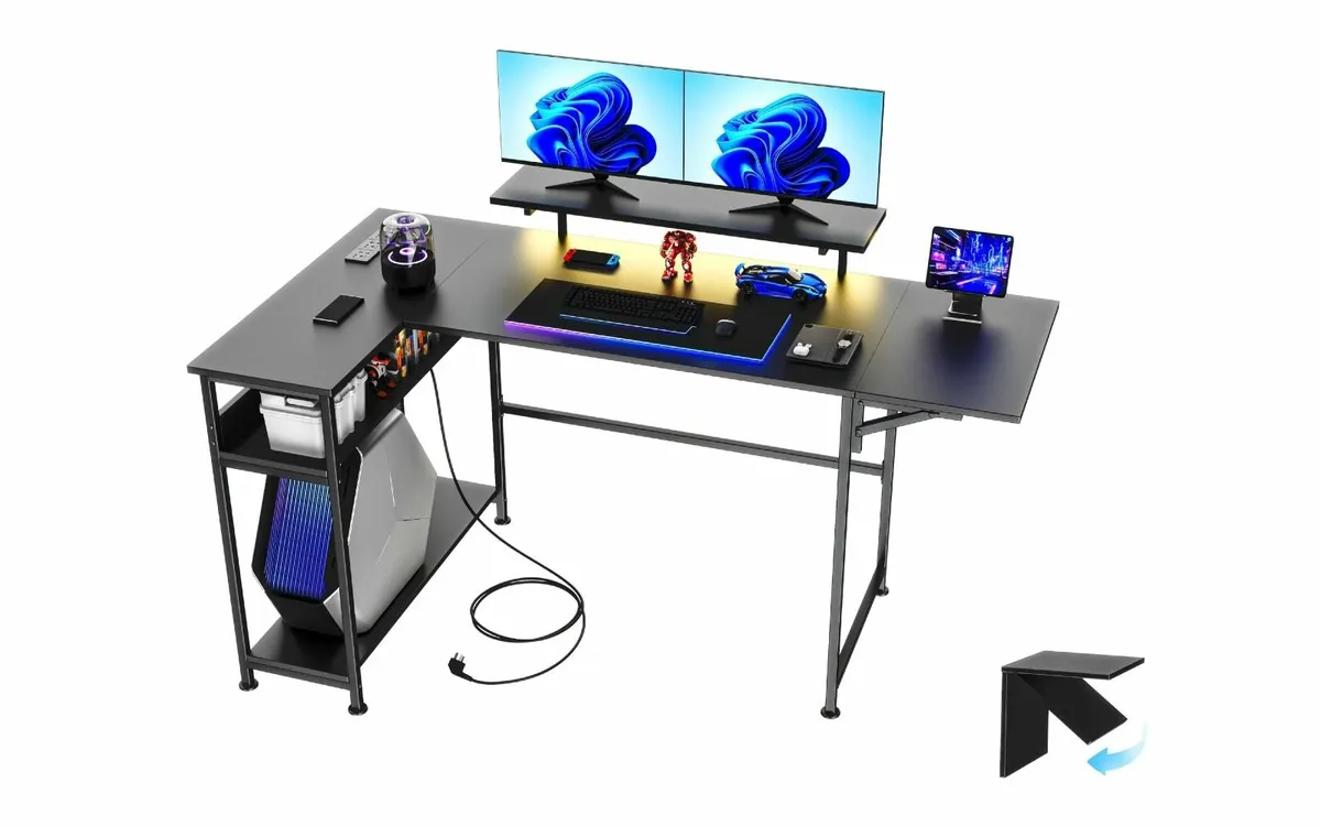 L-Shaped Gaming Desk 150x80 cm Carbon Fibre - Image 1