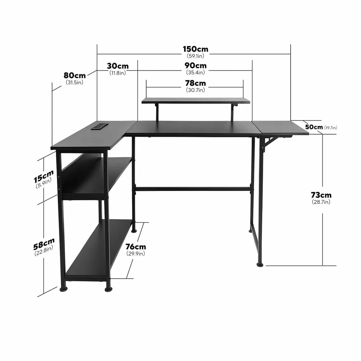 L-Shaped Gaming Desk 150x80 cm Carbon Fibre - Image 3