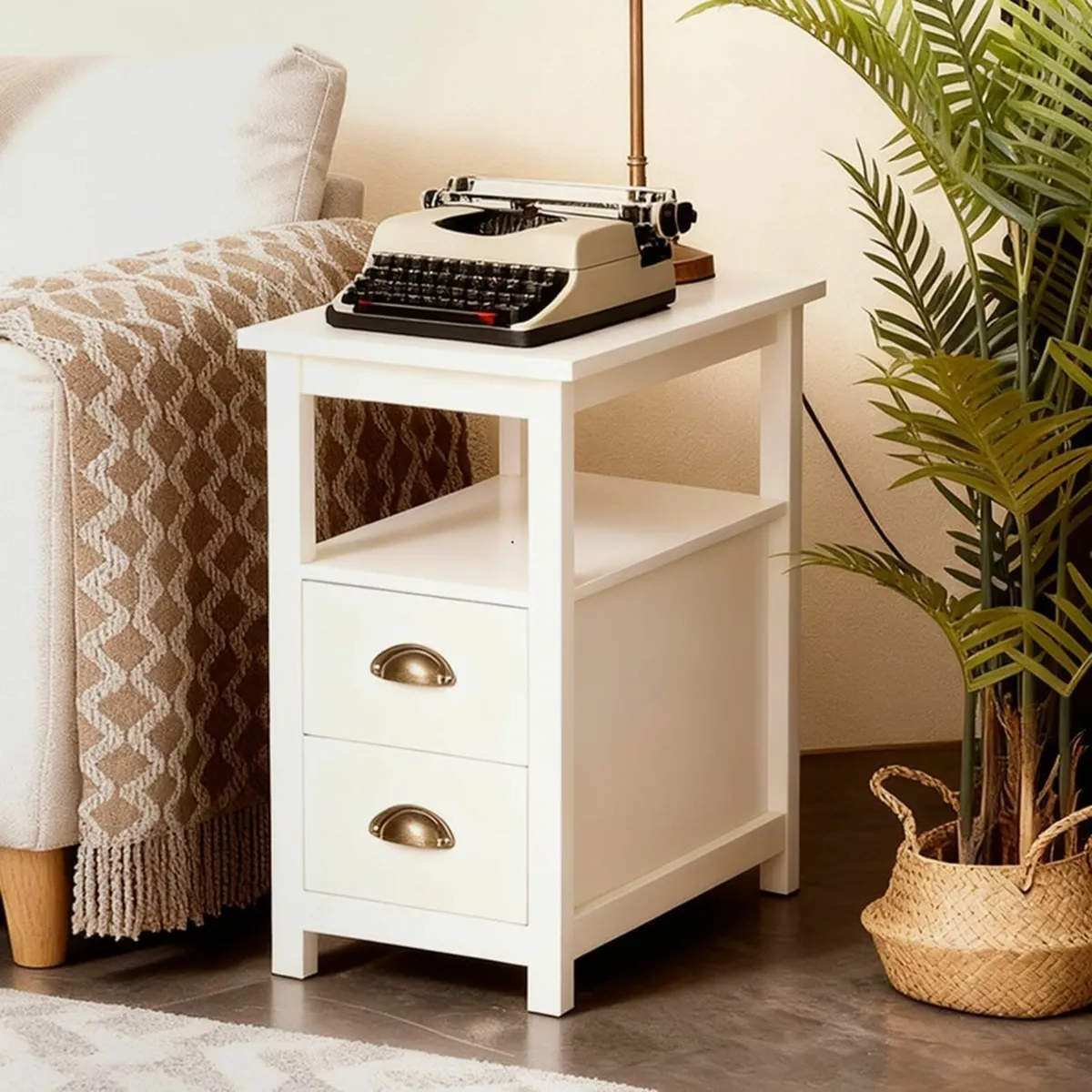 Side Table Living Room 2-Drawer Small Narrow Sofa - Image 1