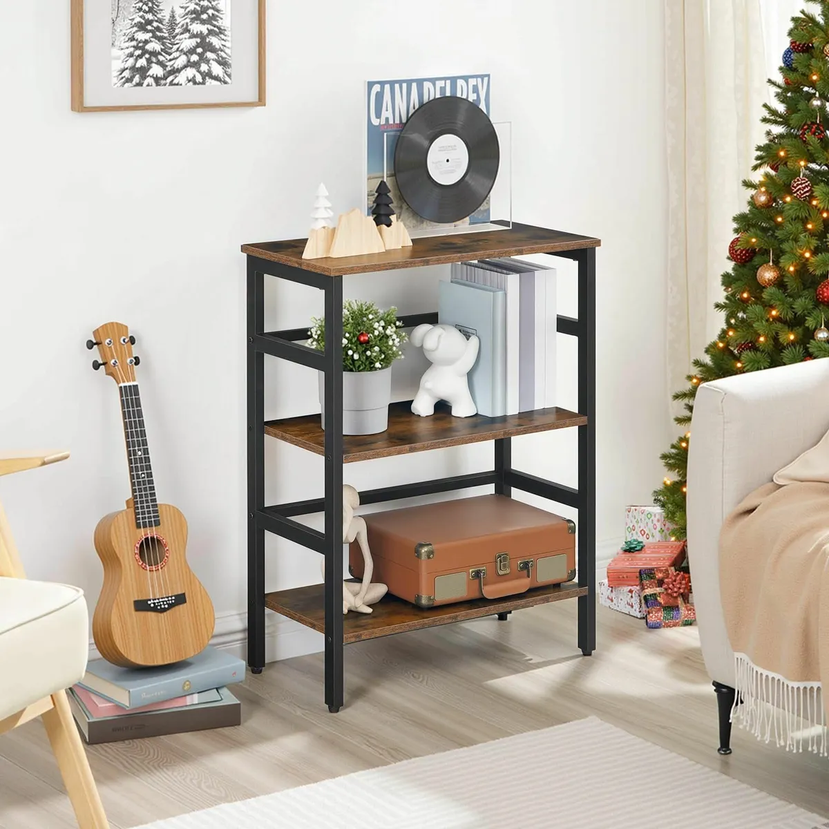 Tall Side Table Record Player Stand 3-Tier End - Image 2