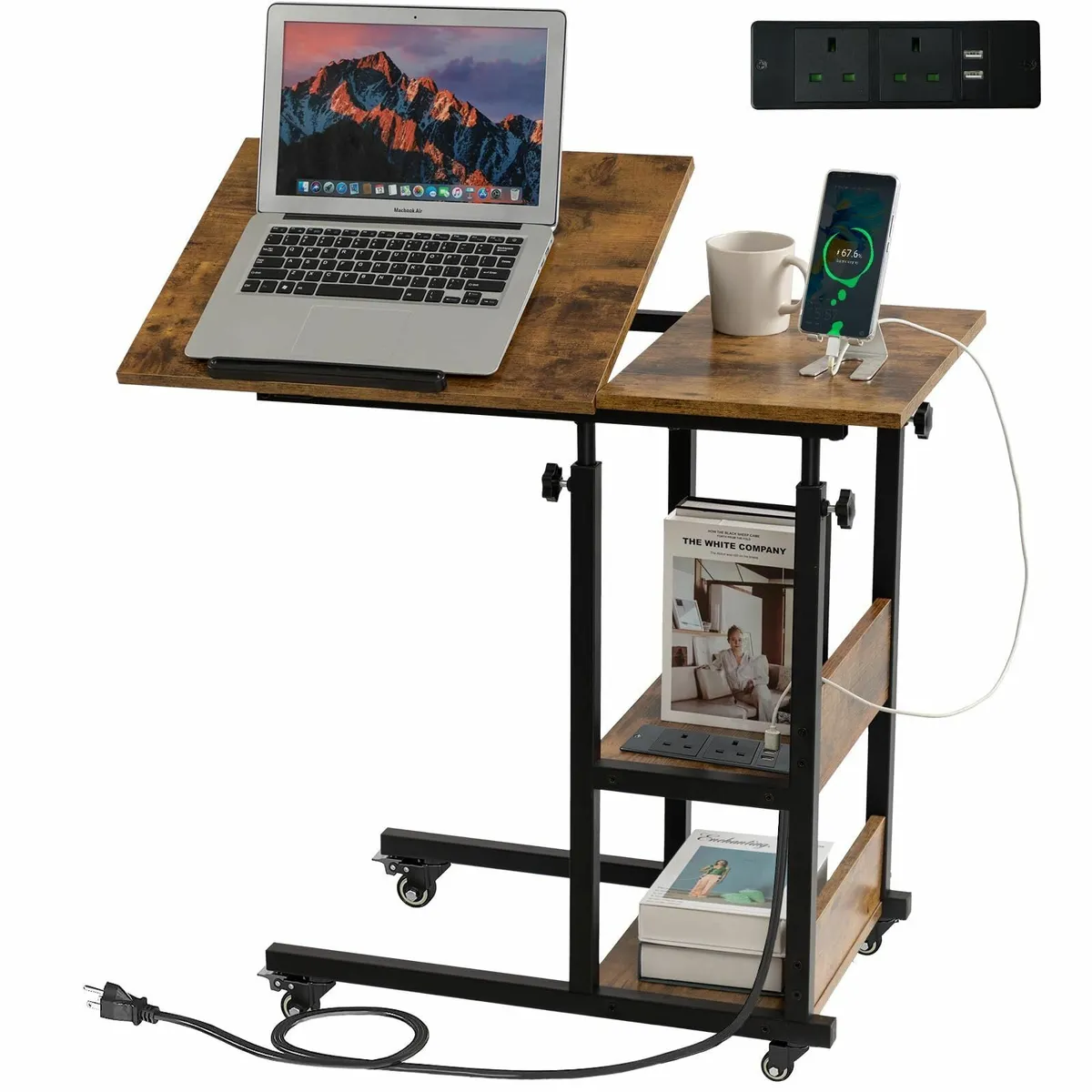 c shaped side table sofa with Charging Station - Image 1