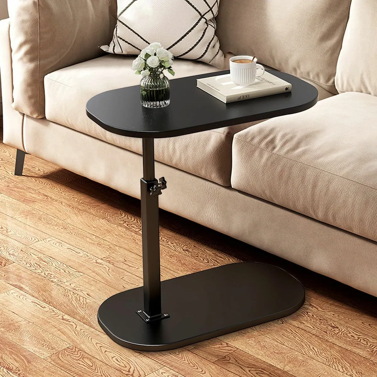 Lifting Side Table 360degrees Swivel C Shaped End - Image 1