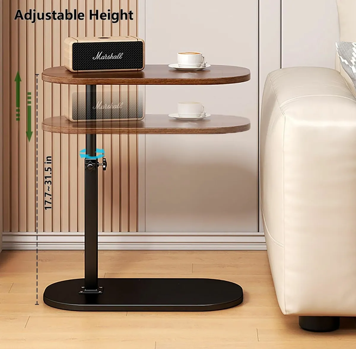 Lifting Side Table 360degrees Swivel C Shaped End - Image 2