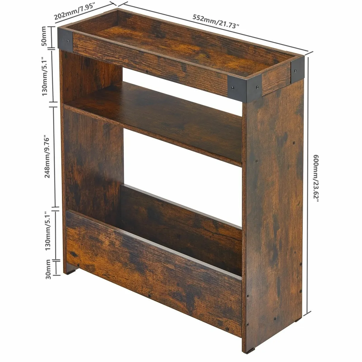 Farmhouse Narrow Side Table with Magazine Rack - Image 3