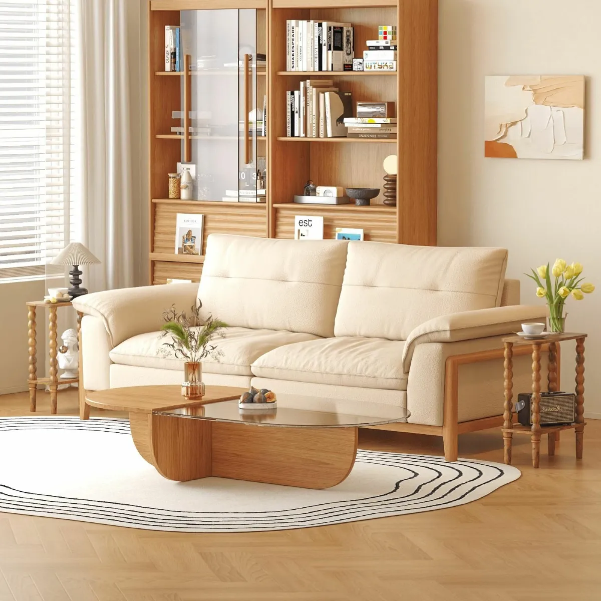 2-Tier Wooden Side Table Narrow Nightstand with - Image 3